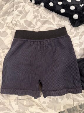 FP Movement by Free People Black Ribbed High-Rise Bike Shorts